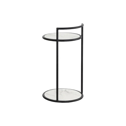 Parga Steel d Concrete Outdoor Round End Table - LOOMLAN - SUNPAN - Outdoor Side Tables