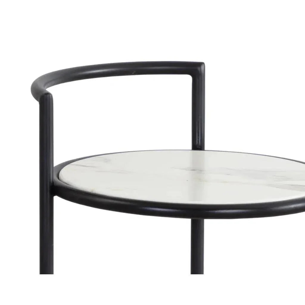 Parga Steel d Concrete Outdoor Round End Table - LOOMLAN - SUNPAN - Outdoor Side Tables