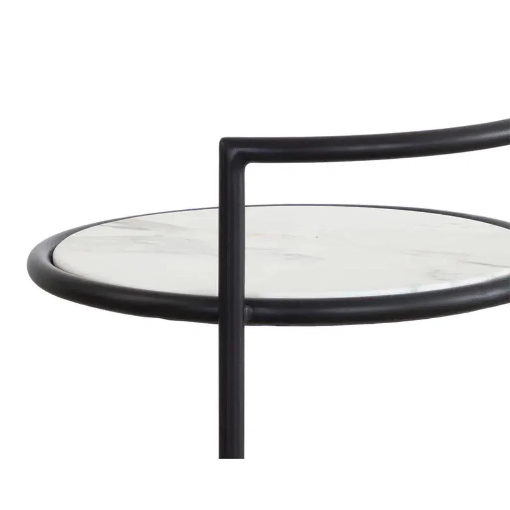 Parga Steel d Concrete Outdoor Round End Table - LOOMLAN - SUNPAN - Outdoor Side Tables