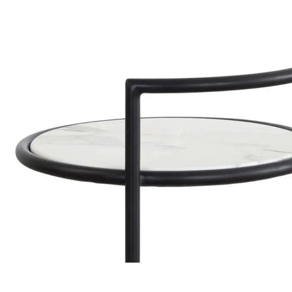 Parga Steel d Concrete Outdoor Round End Table - LOOMLAN - SUNPAN - Outdoor Side Tables