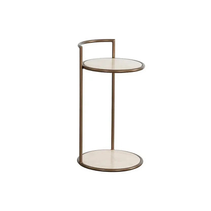 Parga Steel d Concrete Outdoor Round End Table - LOOMLAN - SUNPAN - Outdoor Side Tables