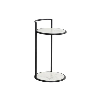 Parga Steel d Concrete Outdoor Round End Table - LOOMLAN - SUNPAN - Outdoor Side Tables