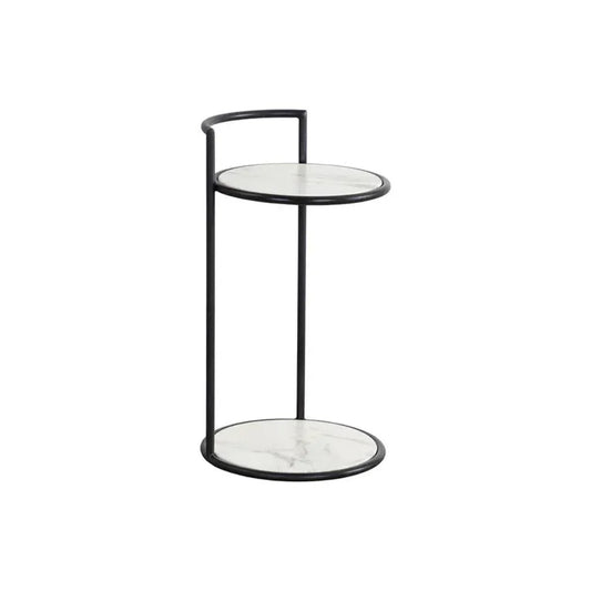 Parga Steel d Concrete Outdoor Round End Table - LOOMLAN - SUNPAN - Outdoor Side Tables