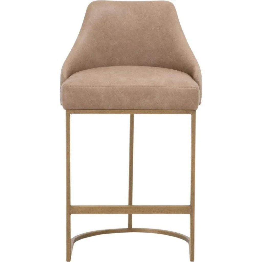 Parissa Leather Counter Stool 2PC - LOOMLAN - Essentials For Living - Counter Stools