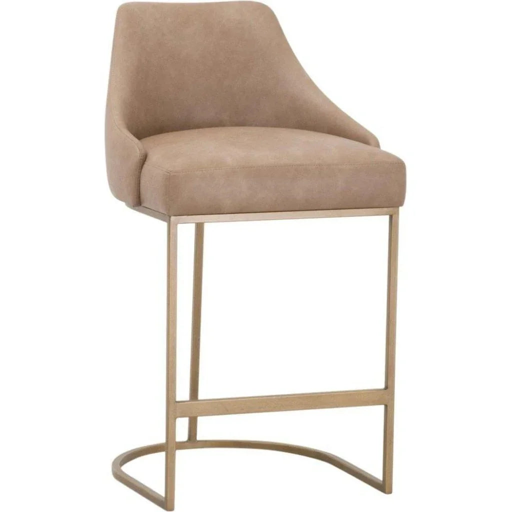 Parissa Leather Counter Stool 2PC - LOOMLAN - Essentials For Living - Counter Stools