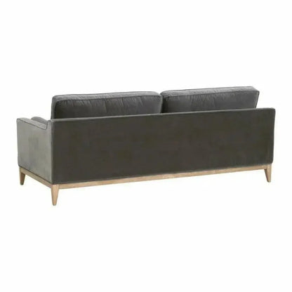 Parker 86" Post Modern Sofa Gray Velvet Natural Oak - LOOMLAN - Essentials For Living - Sofas & Loveseats