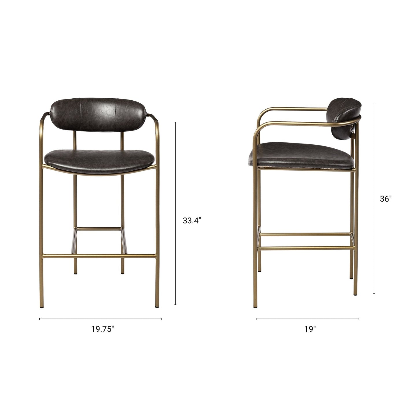 Parker Brown Faux Leather Counter Stool