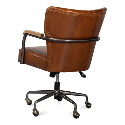 Parker Office Chair Vintage Havana Leather-Office Chairs-Sarreid-LOOMLAN