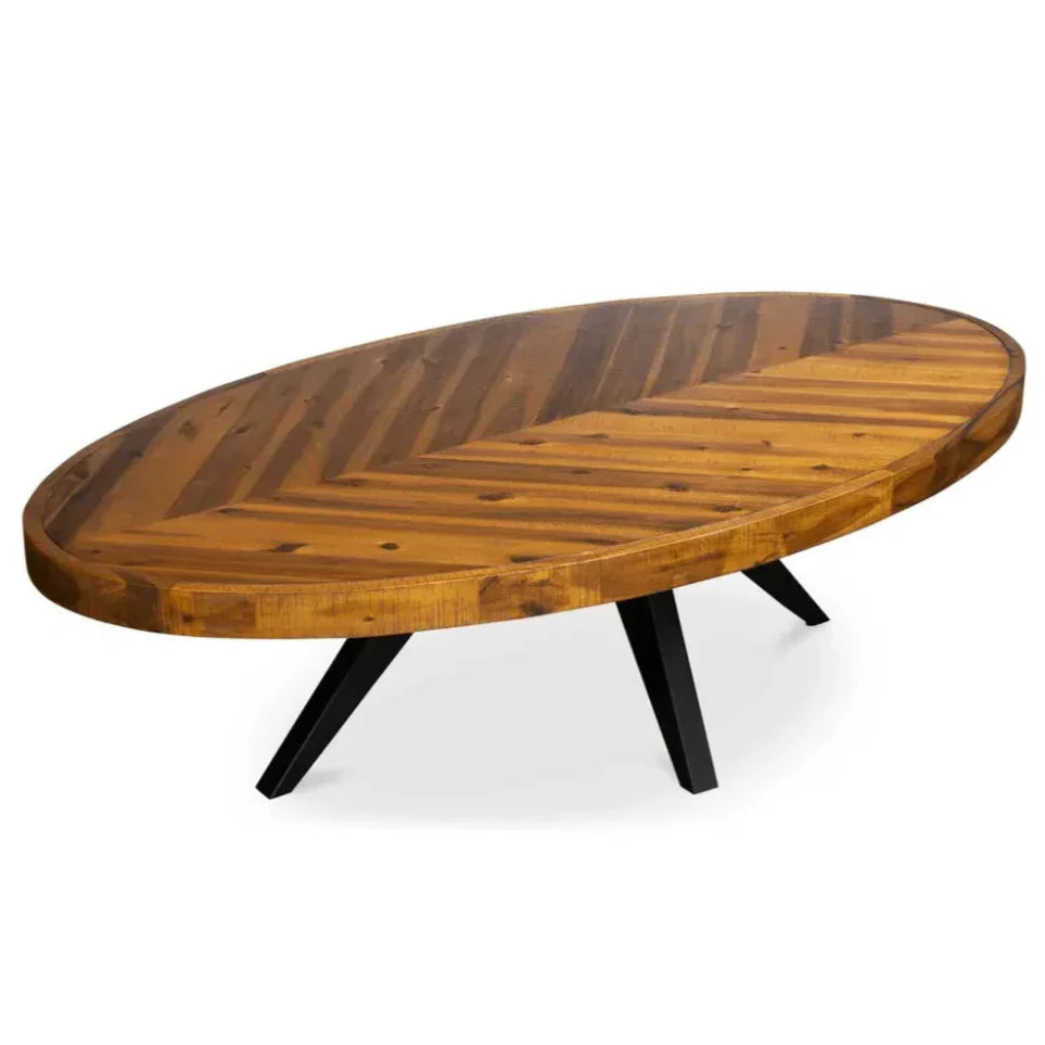 58 Inch Oval Coffee Table Brown Rustic - LOOMLAN - Moe's Home - Coffee Tables