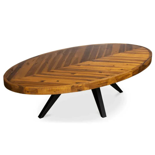 58 Inch Oval Coffee Table Brown Rustic - LOOMLAN - Moe's Home - Coffee Tables