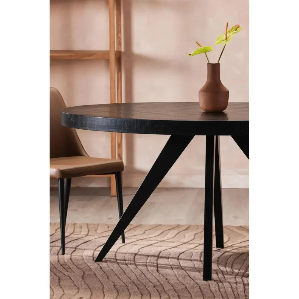 Parq Wood Black Oval Dining Table-Dining Tables-Moe's Home-LOOMLAN
