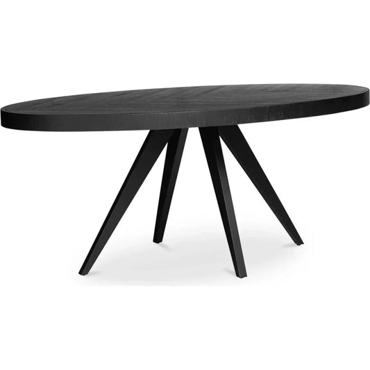 Parq Wood Black Oval Dining Table-Dining Tables-Moe's Home-LOOMLAN