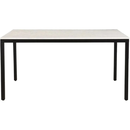 Parson Marble & Iron White Rectangular Dining Table-Dining Tables-Moe's Home-LOOMLAN