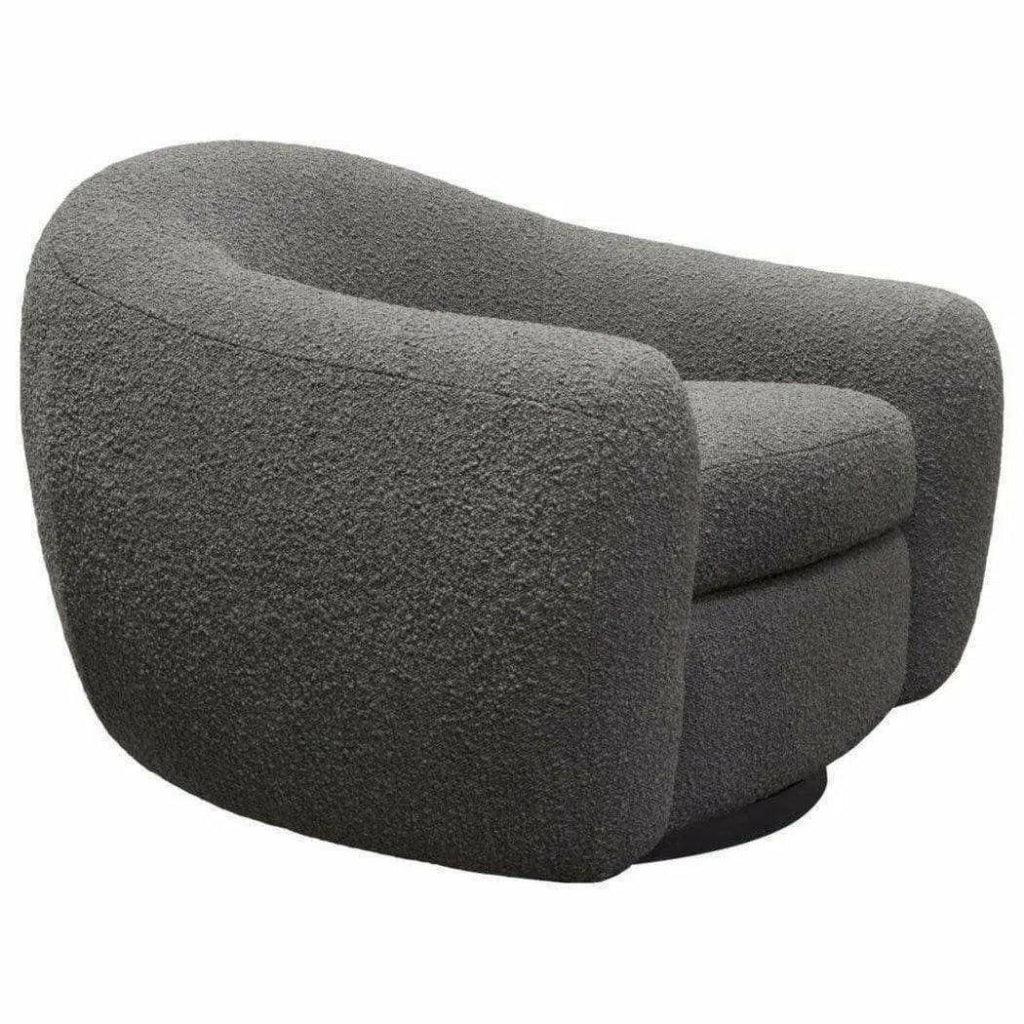 Swivel Chair Charcoal Boucle Arms & Back - LOOMLAN - Diamond Sofa - Club Chairs