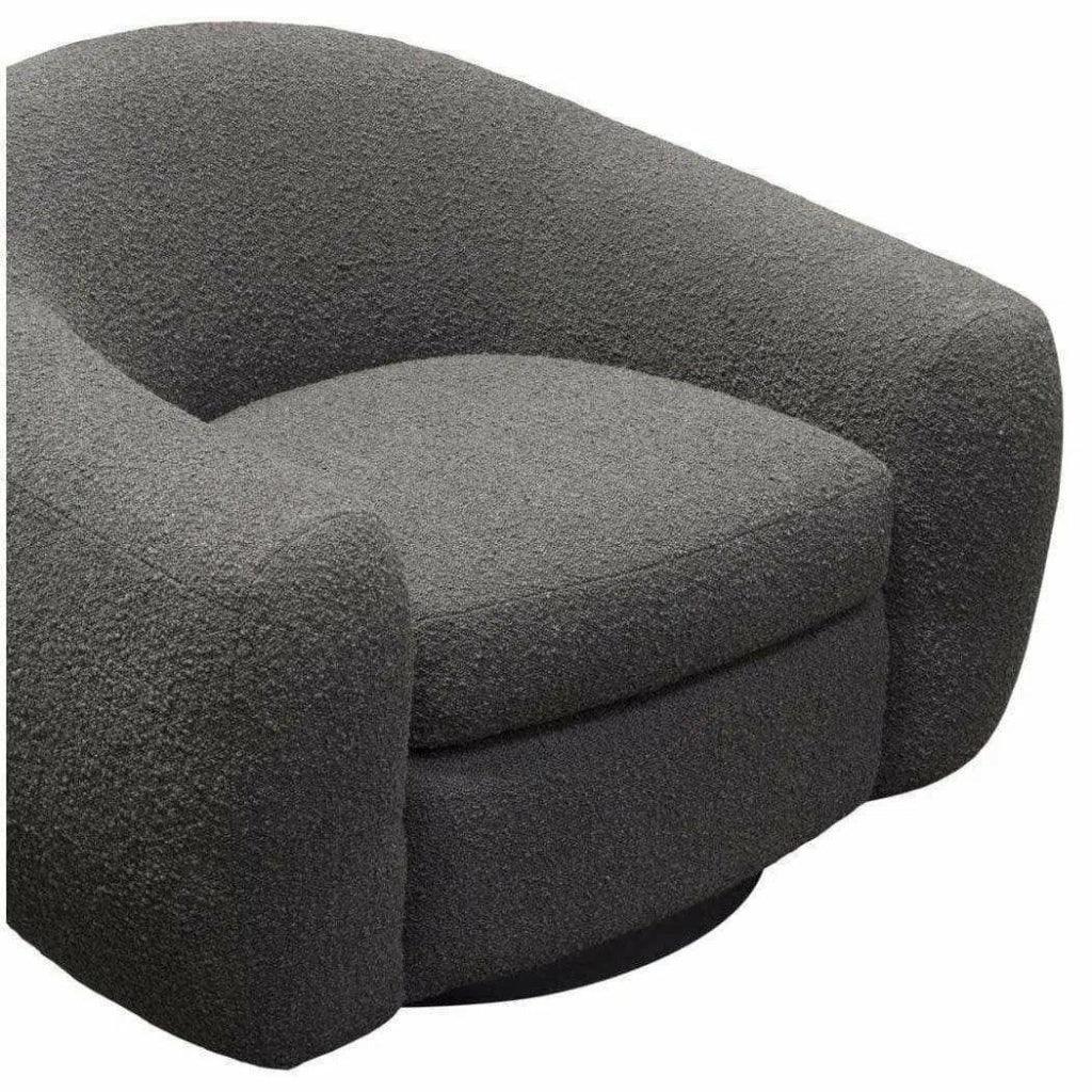 Swivel Chair Charcoal Boucle Arms & Back - LOOMLAN - Diamond Sofa - Club Chairs