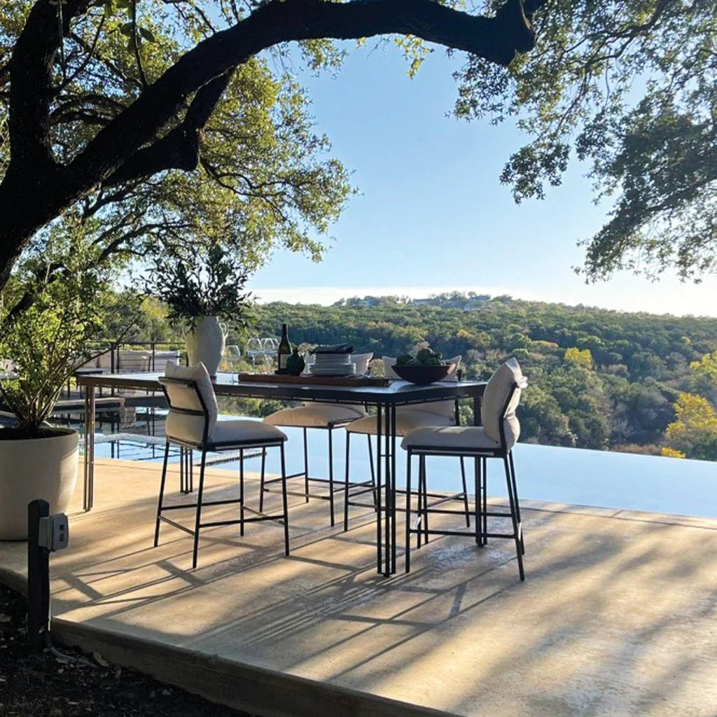 Patinero Charcoal Finish Patio Counter Chair-Outdoor Counter Stools-Seasonal Living-LOOMLAN