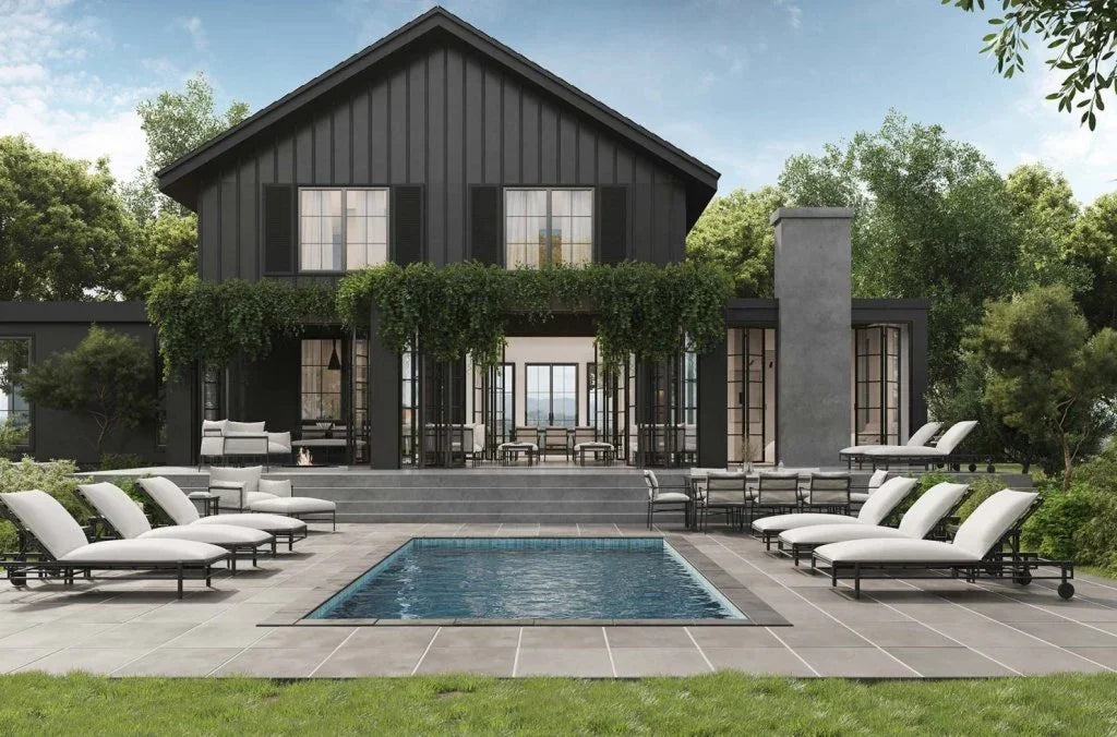 Patinero Smooth Charcoal Design Patio Bench-Outdoor Benches-Seasonal Living-LOOMLAN