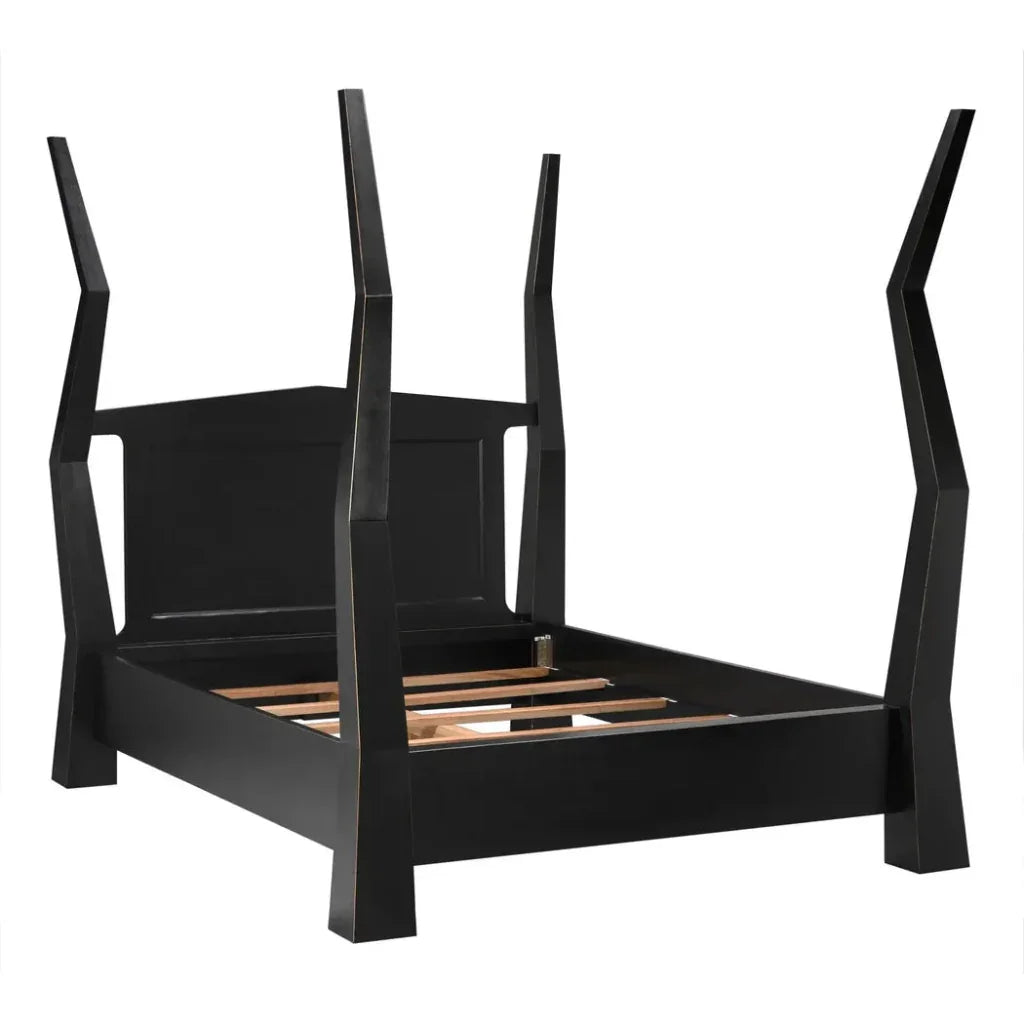 Patras Black Wooden Bed Frame - LOOMLAN - Noir - Beds