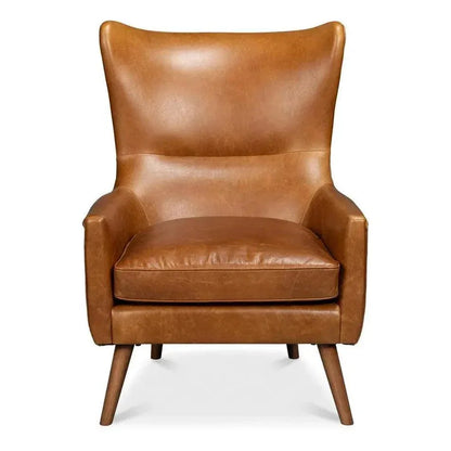 Patron Highback Leather Brown Armless Chair - LOOMLAN - Sarreid - Club Chairs