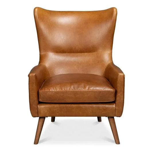 Patron Highback Leather Brown Armless Chair - LOOMLAN - Sarreid - Club Chairs