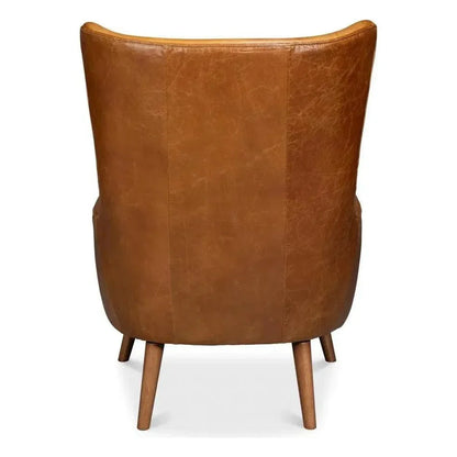 Patron Highback Leather Brown Armless Chair - LOOMLAN - Sarreid - Club Chairs