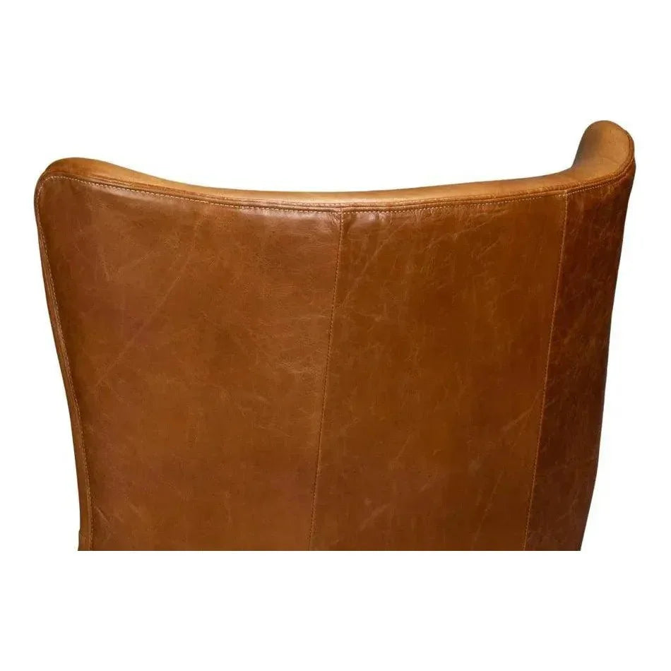 Patron Highback Leather Brown Armless Chair - LOOMLAN - Sarreid - Club Chairs