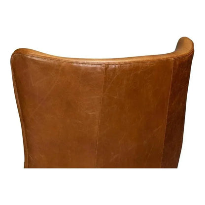 Patron Highback Leather Brown Armless Chair - LOOMLAN - Sarreid - Club Chairs