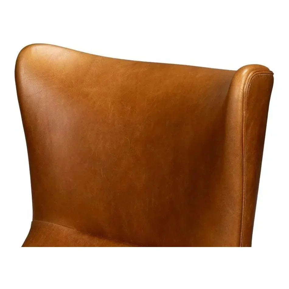 Patron Highback Leather Brown Armless Chair - LOOMLAN - Sarreid - Club Chairs