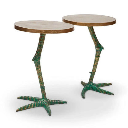 Pavo Reclaimed Aluminum Round End Table - LOOMLAN - Urbia - Side Tables