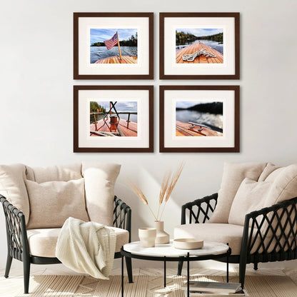 Peaceful Lake Brown Framed Wall Art 4PC