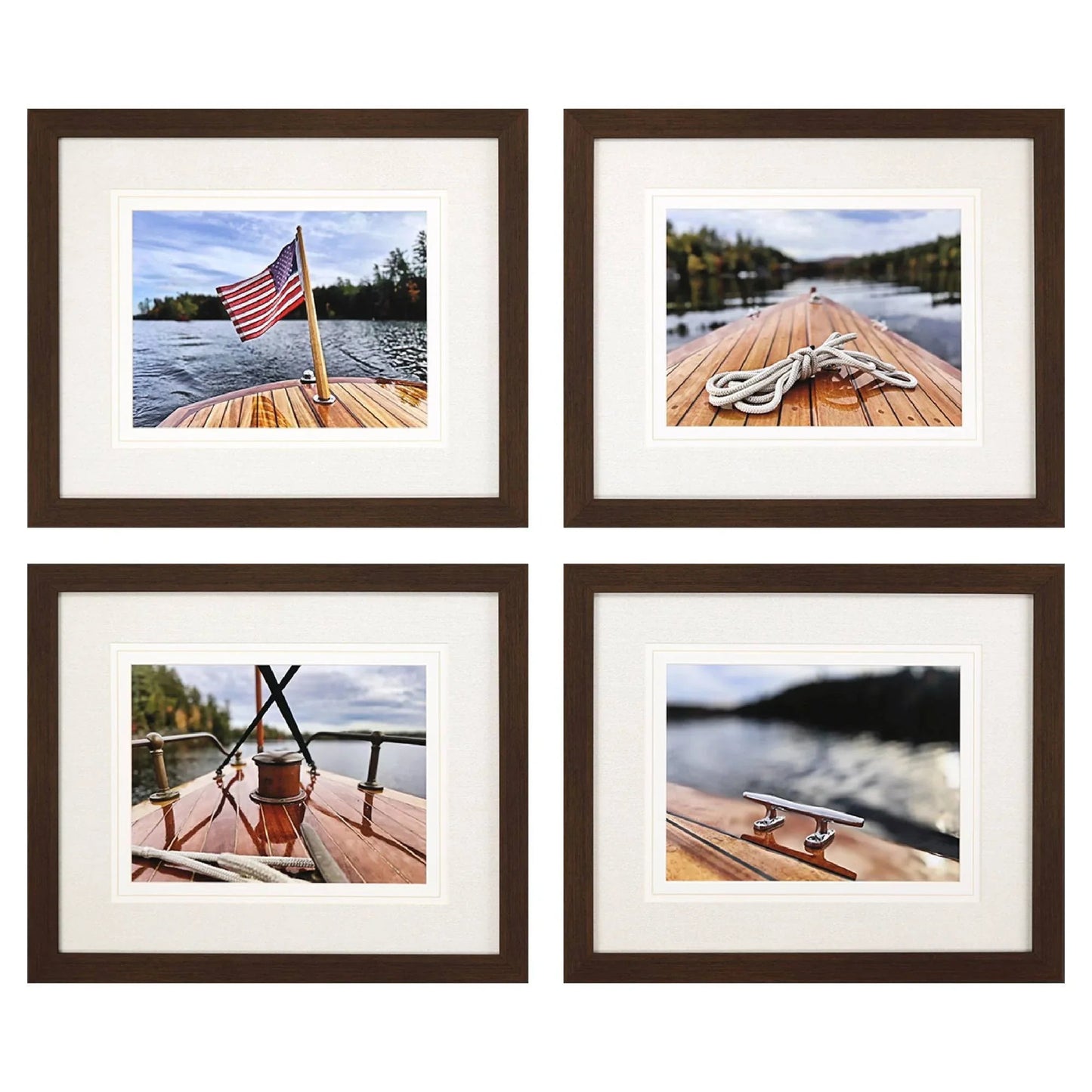 Peaceful Lake Brown Framed Wall Art 4PC