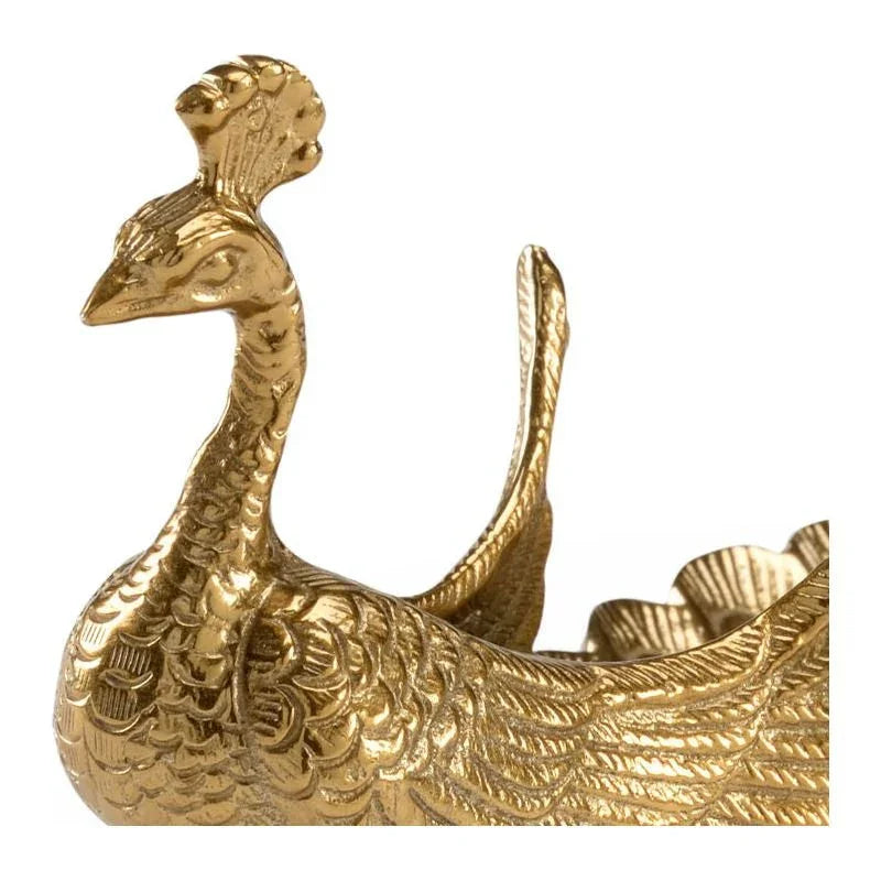 Peacock Dish Gold Accent Piece Sculpture - LOOMLAN - Wildwood - Statues & Sculptures