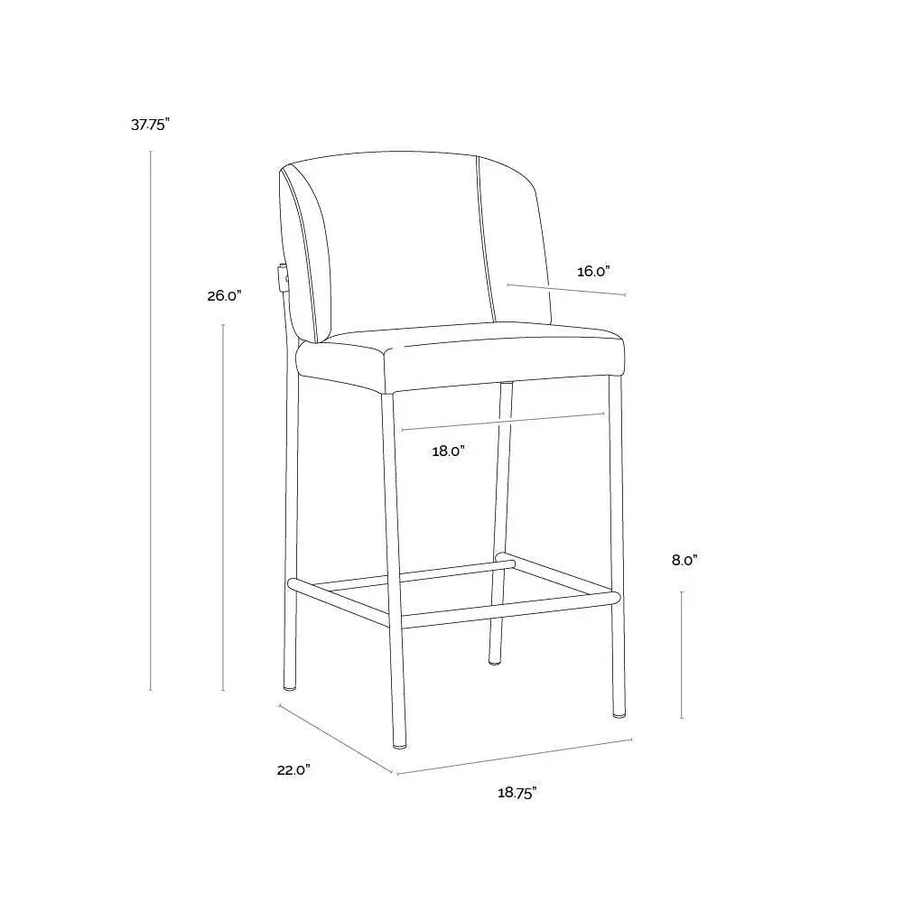 Pearce Counter Stool Light Grey Bravo Cognac 2PC - LOOMLAN - SUNPAN - Counter Stools