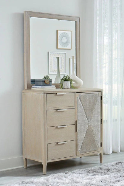 Pearl Asymmetrical Door Chest and Landscape Mirror-Dressers-Palmetto Home-LOOMLAN