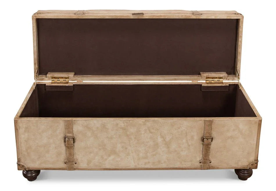 Pearl Leather Bedroom Bench - LOOMLAN - Sarreid - Bedroom Benches