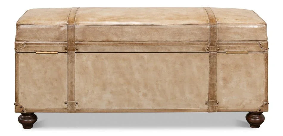 Pearl Leather Bedroom Bench - LOOMLAN - Sarreid - Bedroom Benches