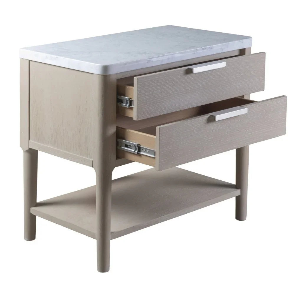 Pearl Leg Marble Top Nightstand and USB Port - LOOMLAN - Palmetto Home - Nightstands