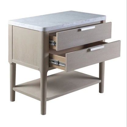 Pearl Leg Marble Top Nightstand and USB Port - LOOMLAN - Palmetto Home - Nightstands