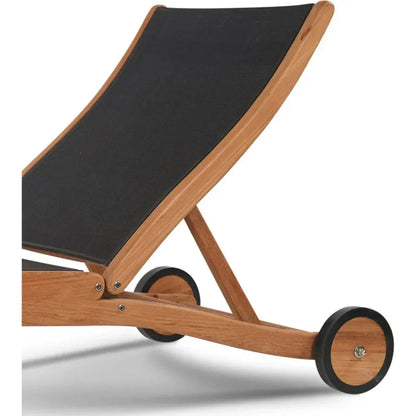 Pearl Teak Outdoor Reclining Chaise Lounger Wheels-Outdoor Cabanas & Loungers-HiTeak-LOOMLAN