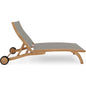 Pearl Teak Outdoor Reclining Chaise Lounger Wheels-Outdoor Cabanas & Loungers-HiTeak-Taupe-LOOMLAN