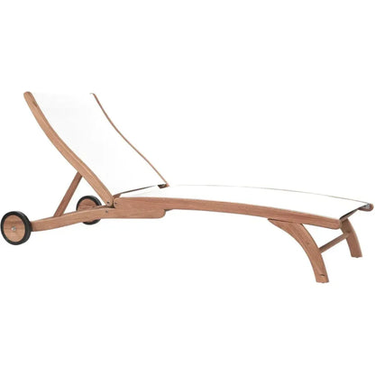 Pearl Teak Outdoor Reclining Chaise Lounger Wheels-Outdoor Cabanas & Loungers-HiTeak-White-LOOMLAN