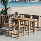 Pearl Teak Patio Counter Height Dining Set 5PC-Outdoor Dining Sets-HiTeak-Taupe-LOOMLAN