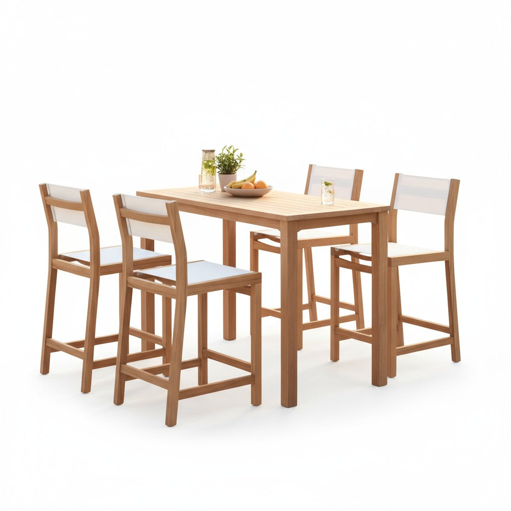 Pearl Teak Patio Counter Height Dining Set 5PC