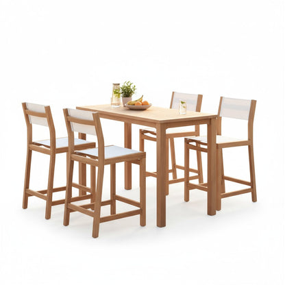 Pearl Teak Patio Counter Height Dining Set 5PC