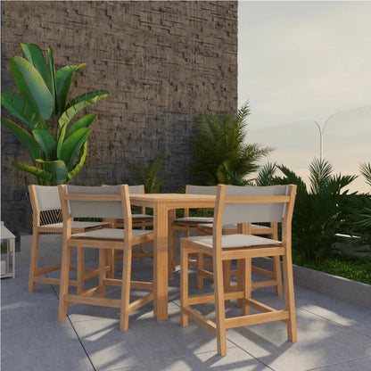 Pearl Teak Patio Counter Height Dining Set 7PC-Outdoor Dining Sets-HiTeak-Taupe-LOOMLAN