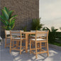 Pearl Teak Patio Counter Height Dining Set 7PC-Outdoor Dining Sets-HiTeak-White-LOOMLAN