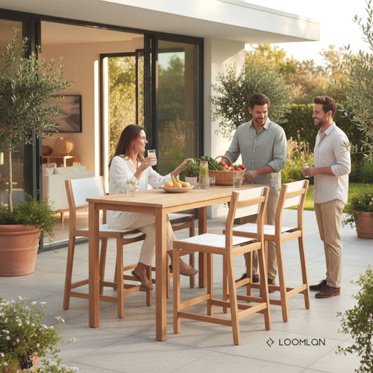 Pearl Teak Patio Counter Height Dining Set 7PC