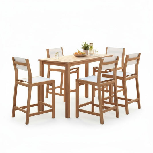 Pearl Teak Patio Counter Height Dining Set 7PC