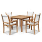Pearl Teak Patio Square Dining Set 5PC-Outdoor Dining Sets-HiTeak-White-LOOMLAN