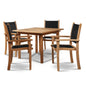 Pearl Teak Patio Square Dining Set 5PC-Outdoor Dining Sets-HiTeak-Black-LOOMLAN